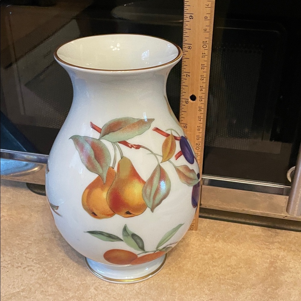 Royal Worcester White Vase with Fruit Motif